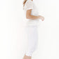 White Elastic Waist 3/4 Denim Trousers