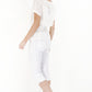 White Elastic Waist 3/4 Denim Trousers