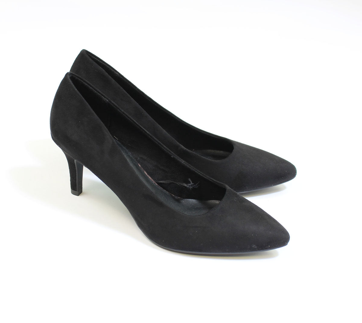 Black Suede Effect Slim Wedge Court