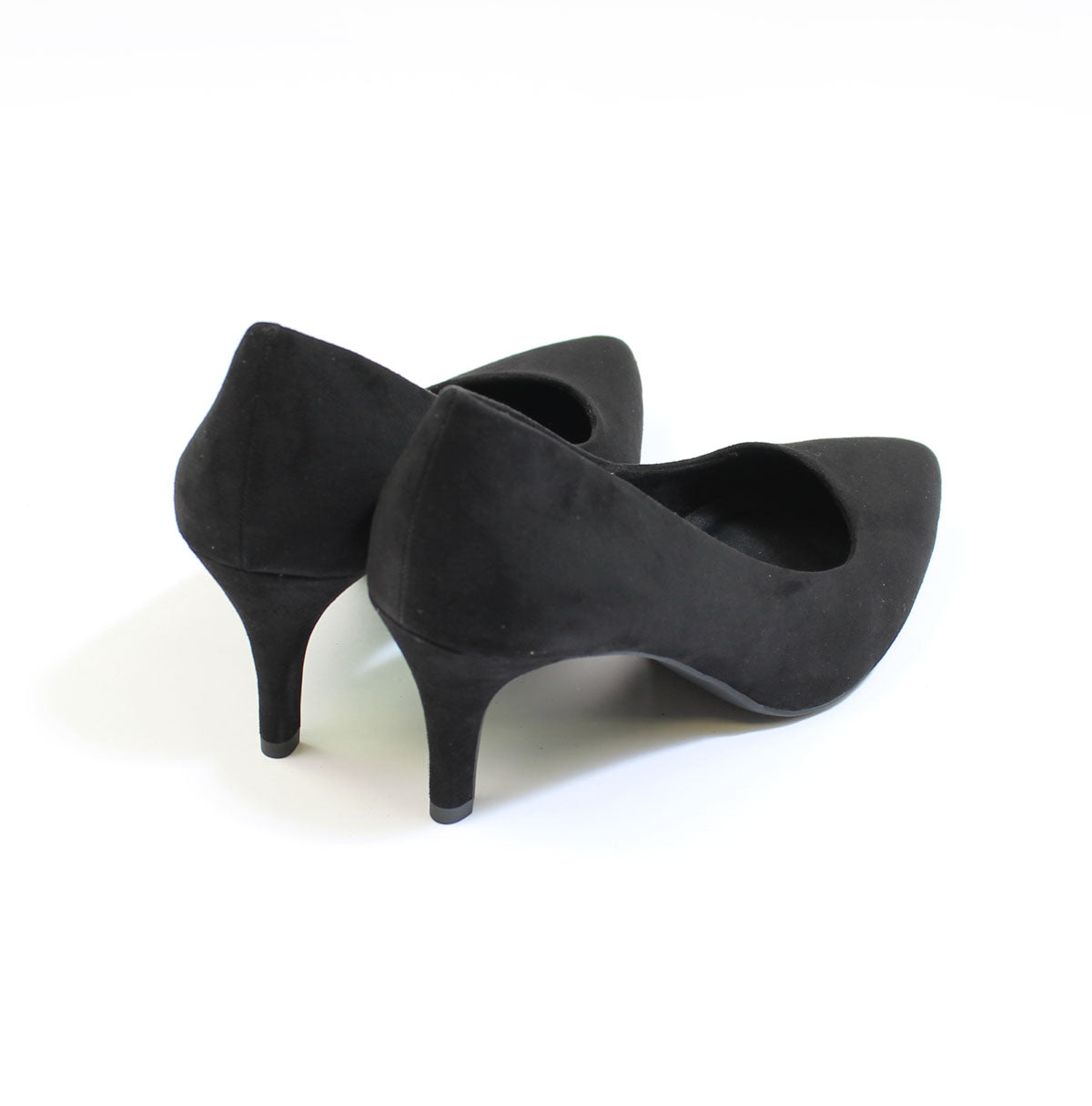 Black Suede Effect Slim Wedge Court