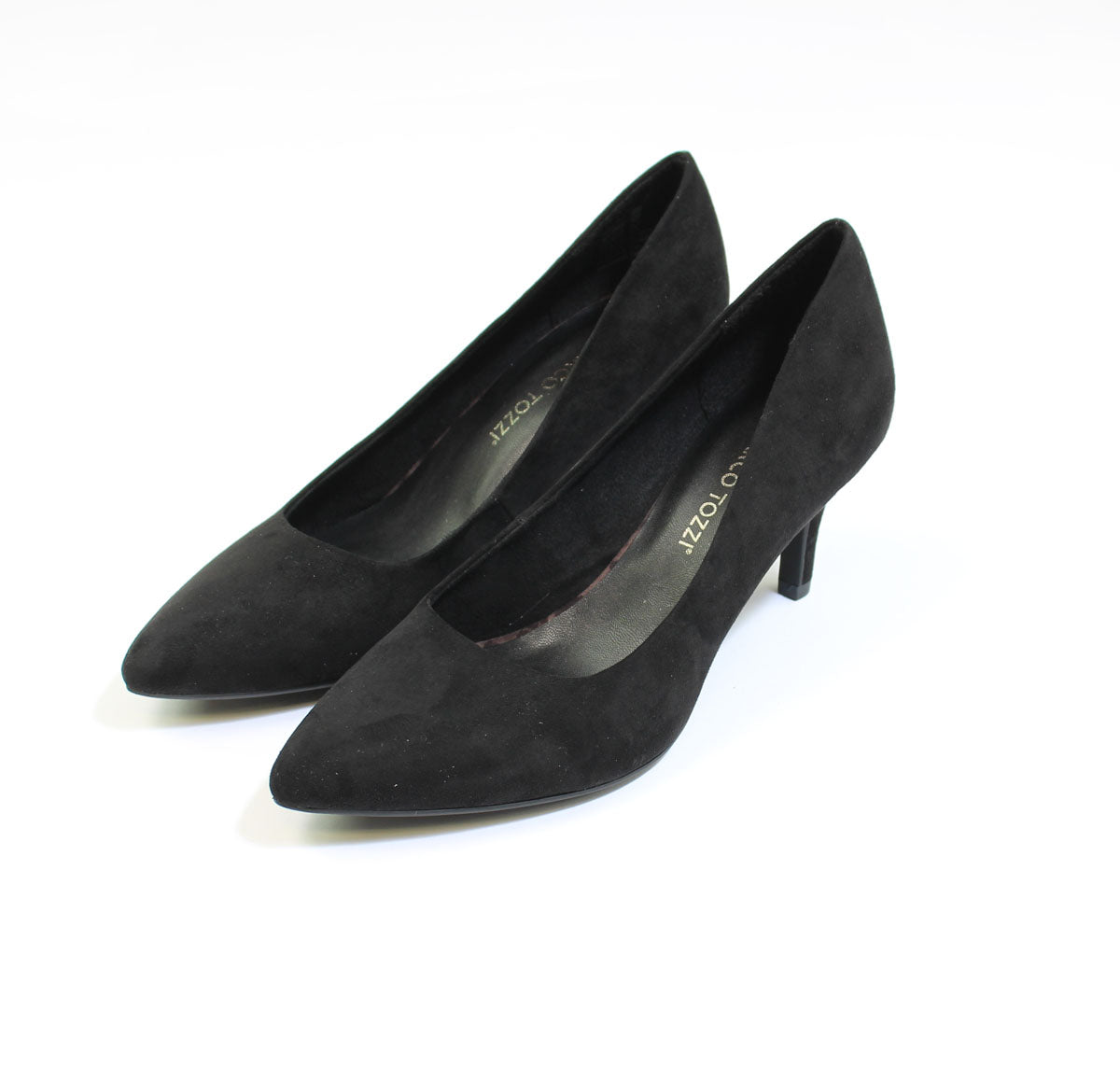 Black Suede Effect Slim Wedge Court