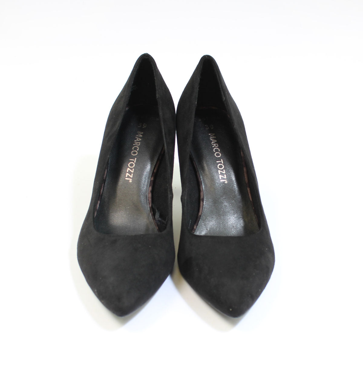 Black Suede Effect Slim Wedge Court