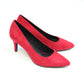 Red Suede Effect Slim Wedge Court Shoe