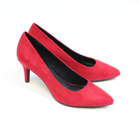 Red Suede Effect Slim Wedge Court Shoe