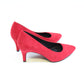 Red Suede Effect Slim Wedge Court Shoe