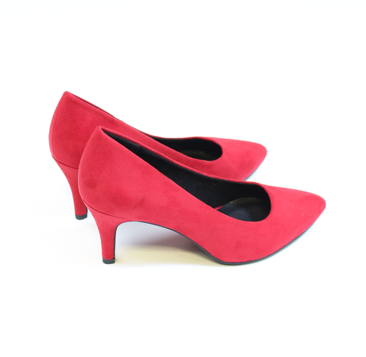 Red Suede Effect Slim Wedge Court Shoe