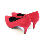 Red Suede Effect Slim Wedge Court Shoe