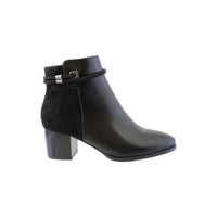 Black Block Heel Plain Front Ankle Boot