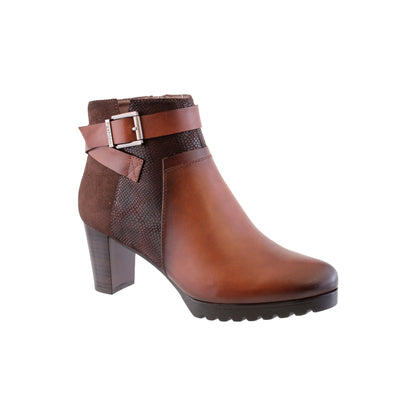 Tan Block Heel Plain Front Ankle Boot