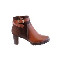 Tan Block Heel Plain Front Ankle Boot