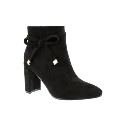 Black Microfibre Sculptured Heel Ankle Boot