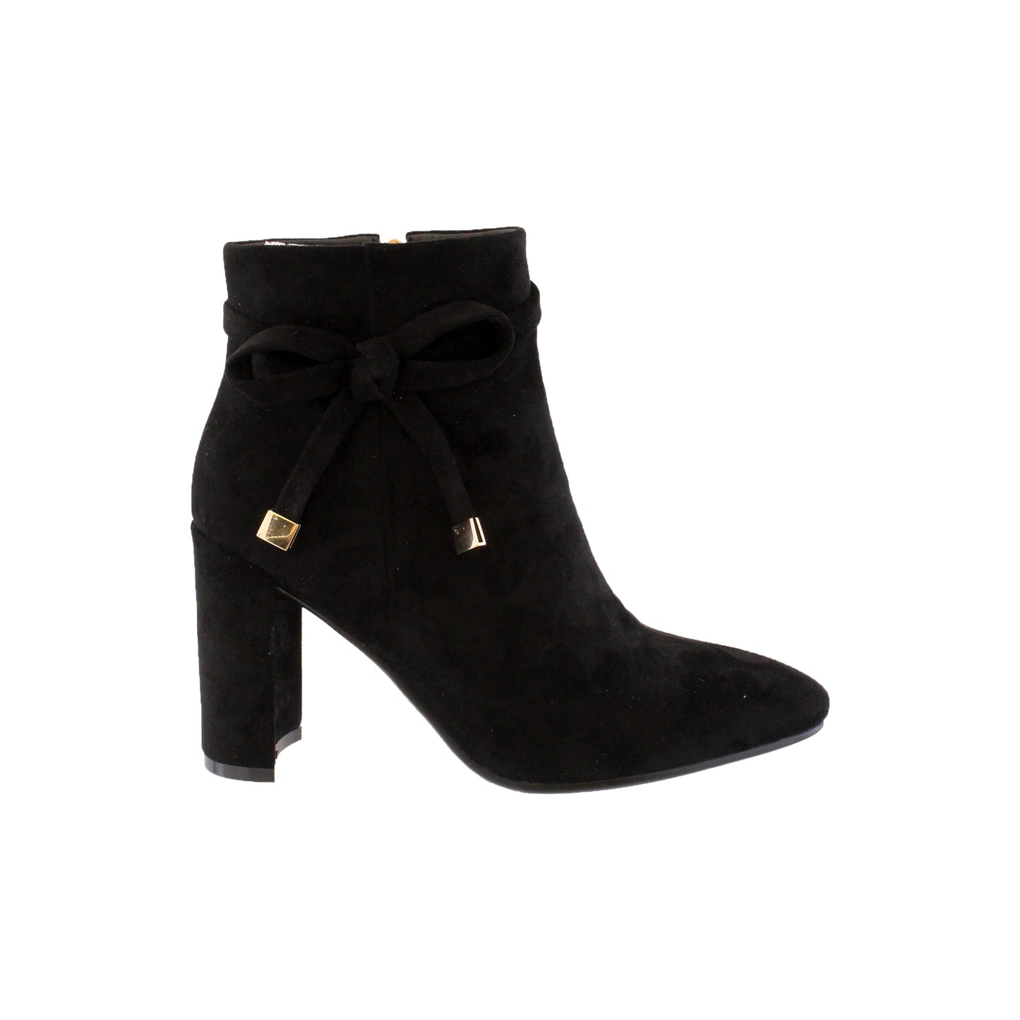 Black Microfibre Sculptured Heel Ankle Boot