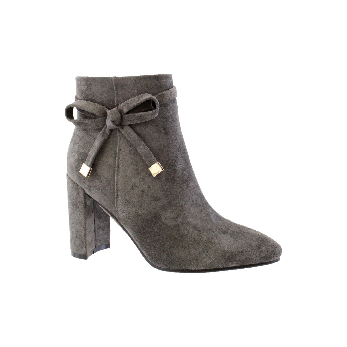 Grey Microfibre Sculptured Heel Ankle Boot