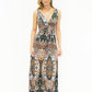 Pamela Scott Peacock Print Maxi Dress