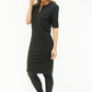 Black Pocket & Neckline Detail Dress