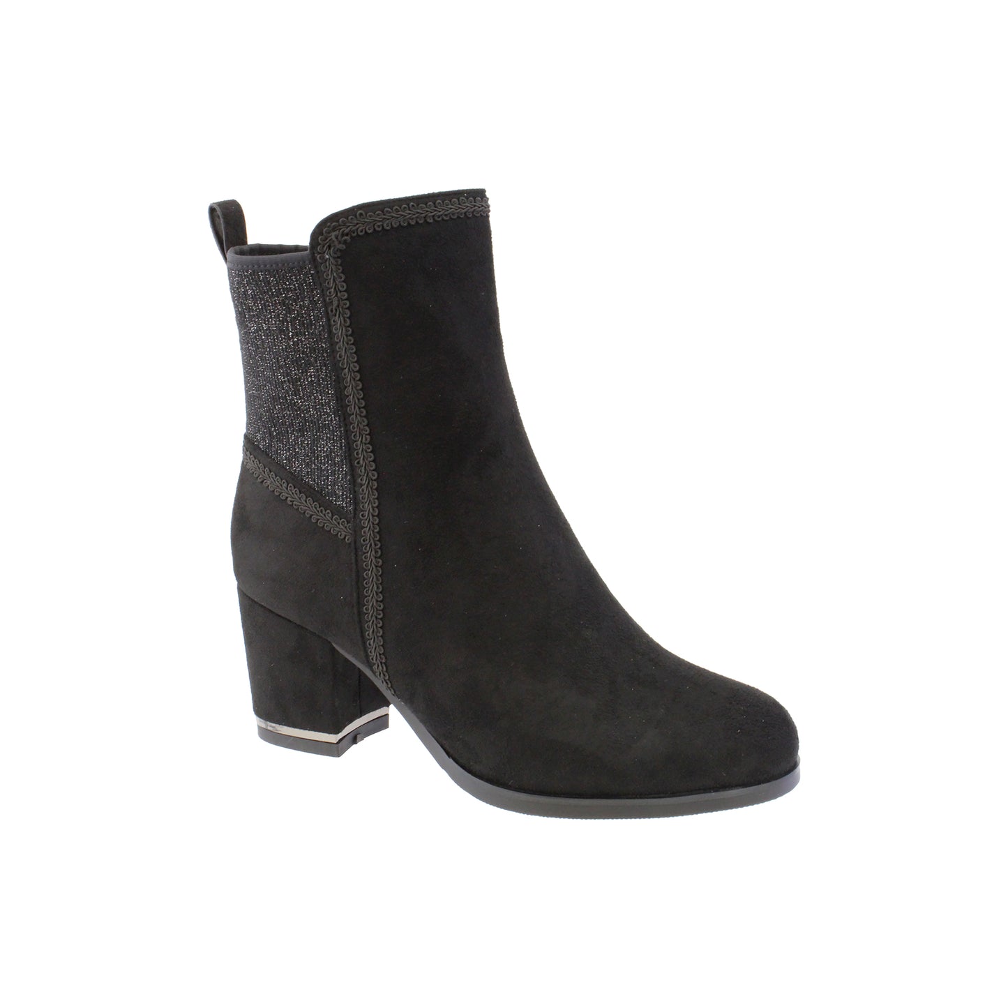 Black Microfibre Plain Ankle Boot