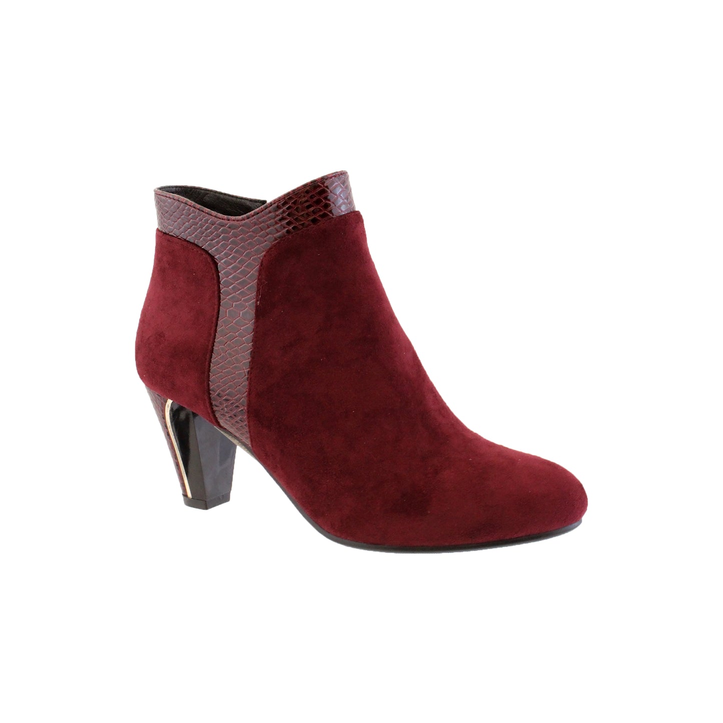 Burgundy Mircofibre Snake Pattern Detail Boot