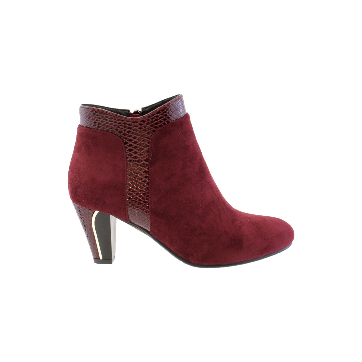 Burgundy Mircofibre Snake Pattern Detail Boot