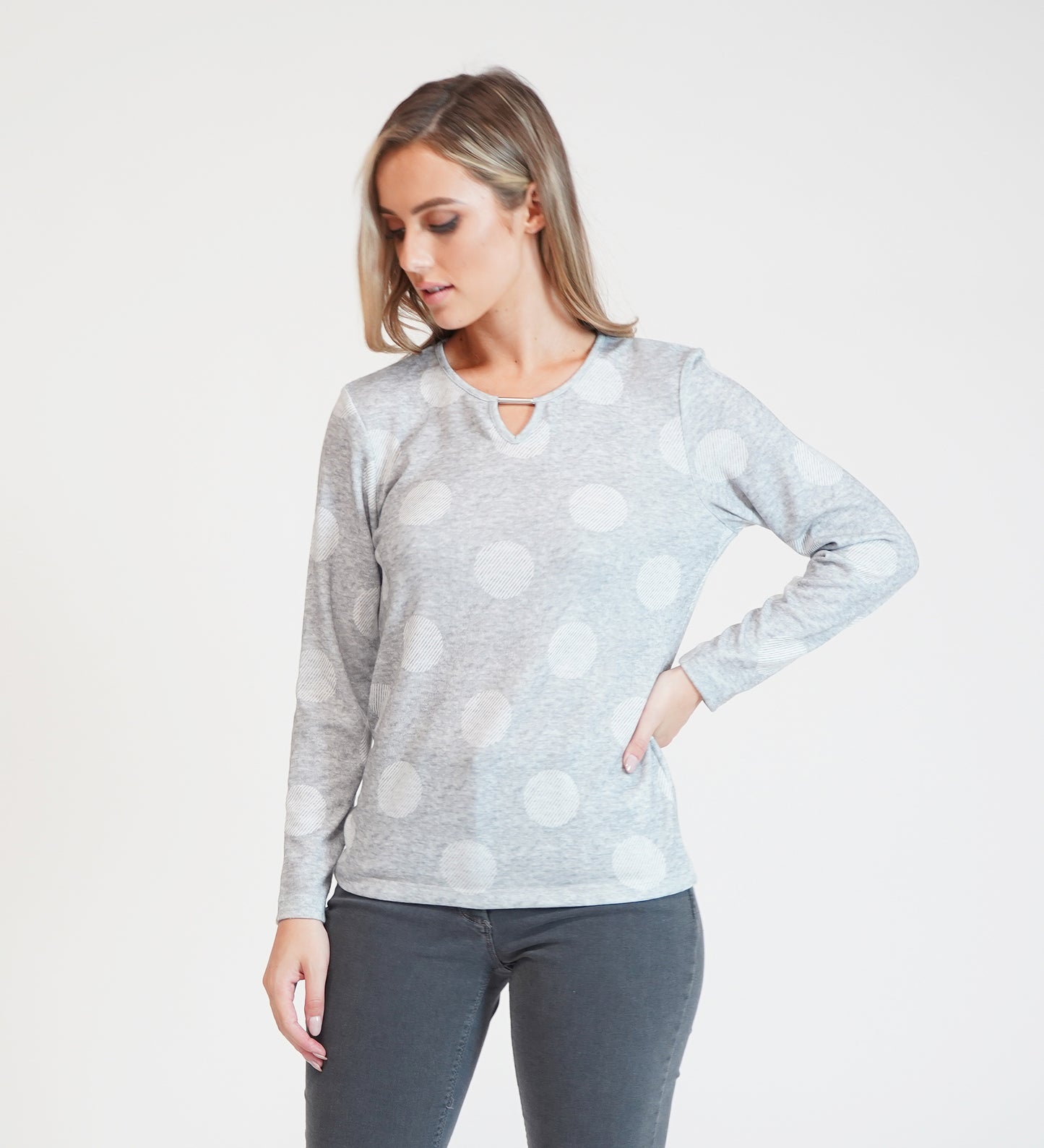 Twist Polka Dot Long Sleeve Top