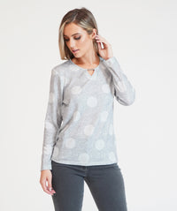 Twist Polka Dot Long Sleeve Top