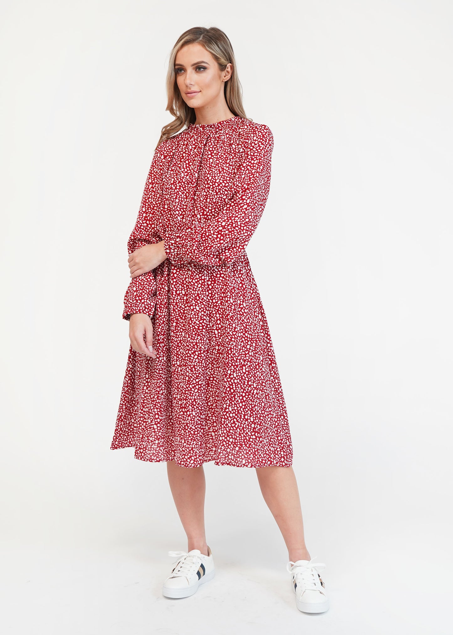 Pamela Scott Printed Gathered Waist Dress