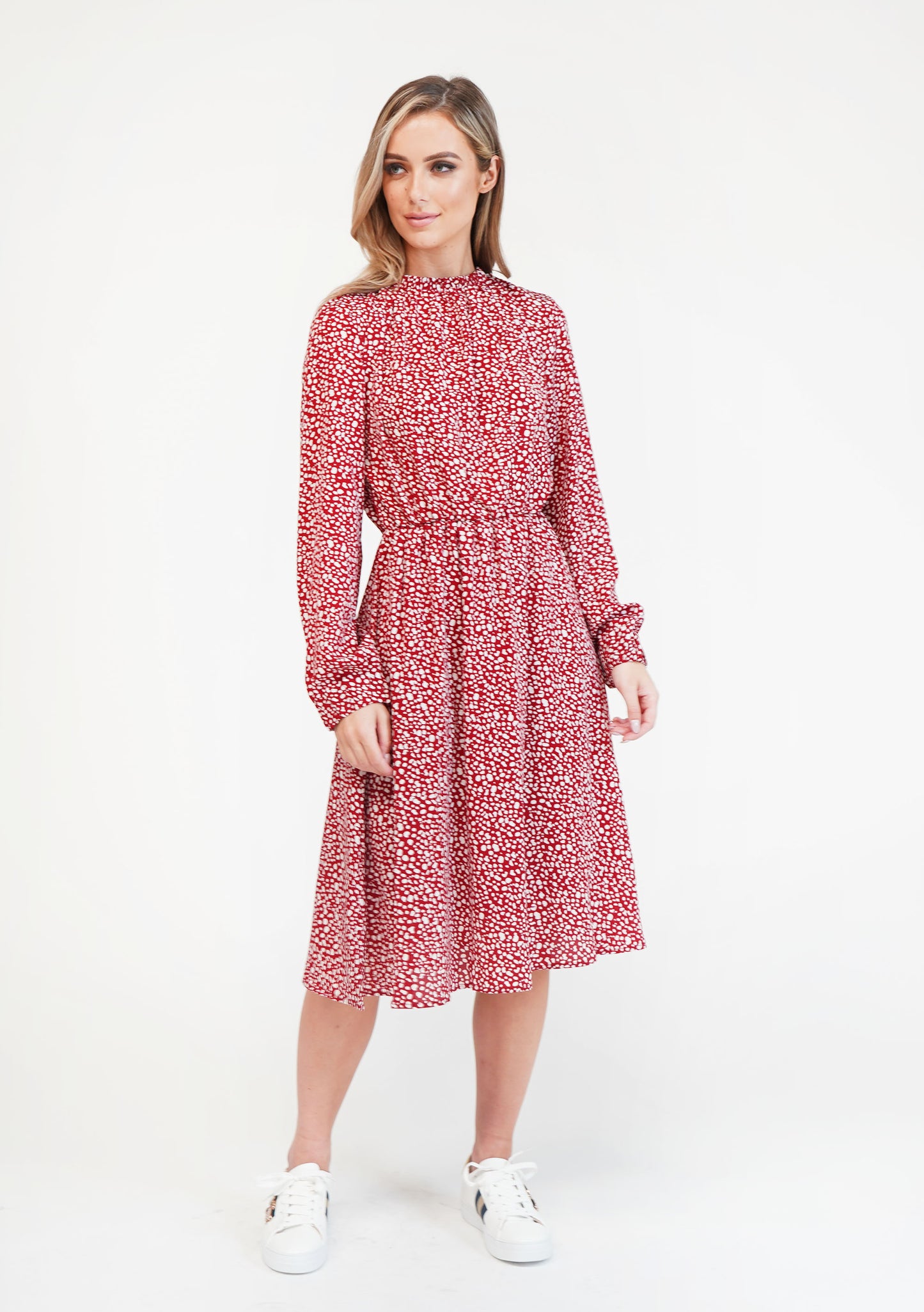 Pamela Scott Printed Gathered Waist Dress