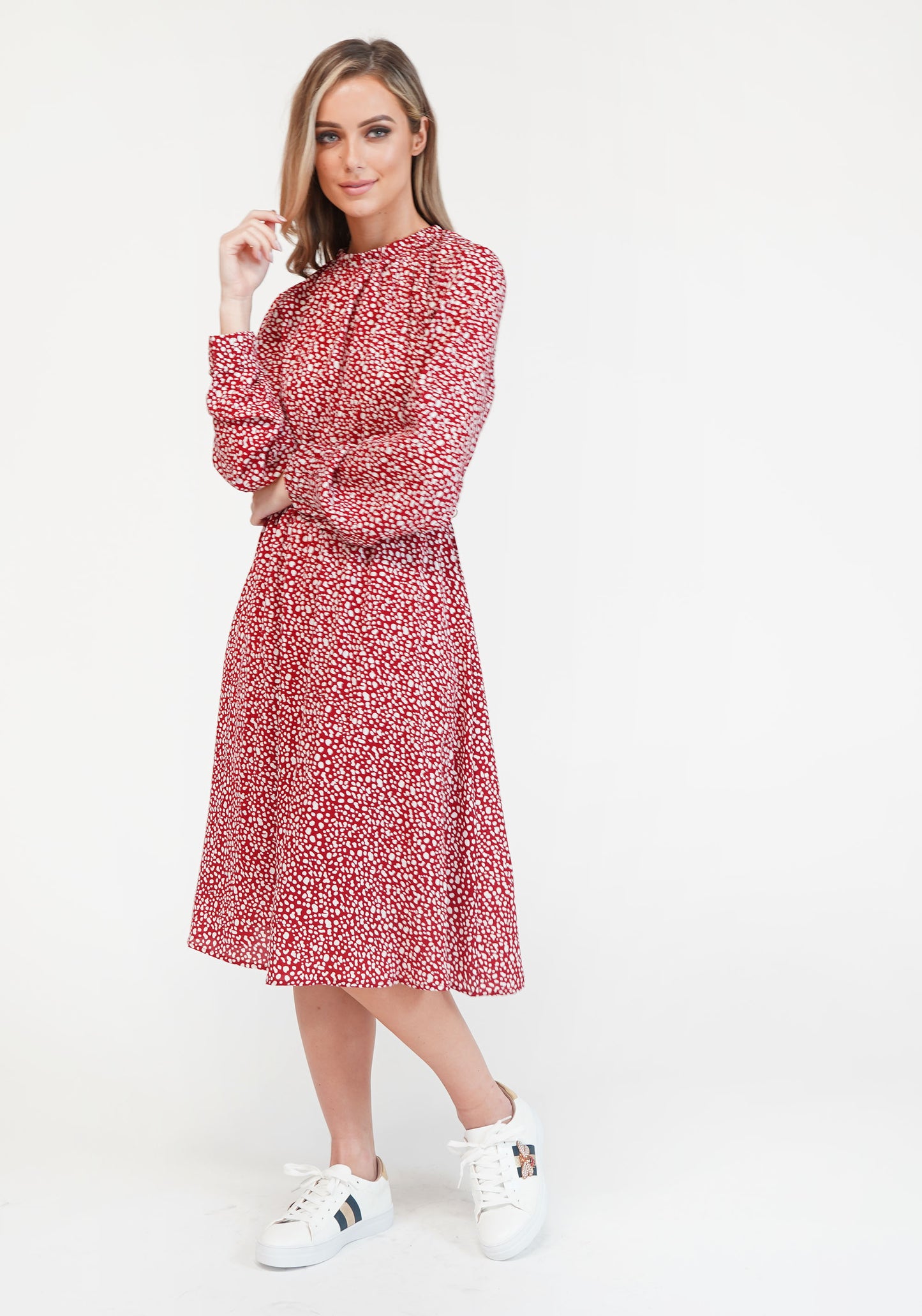 Pamela Scott Printed Gathered Waist Dress