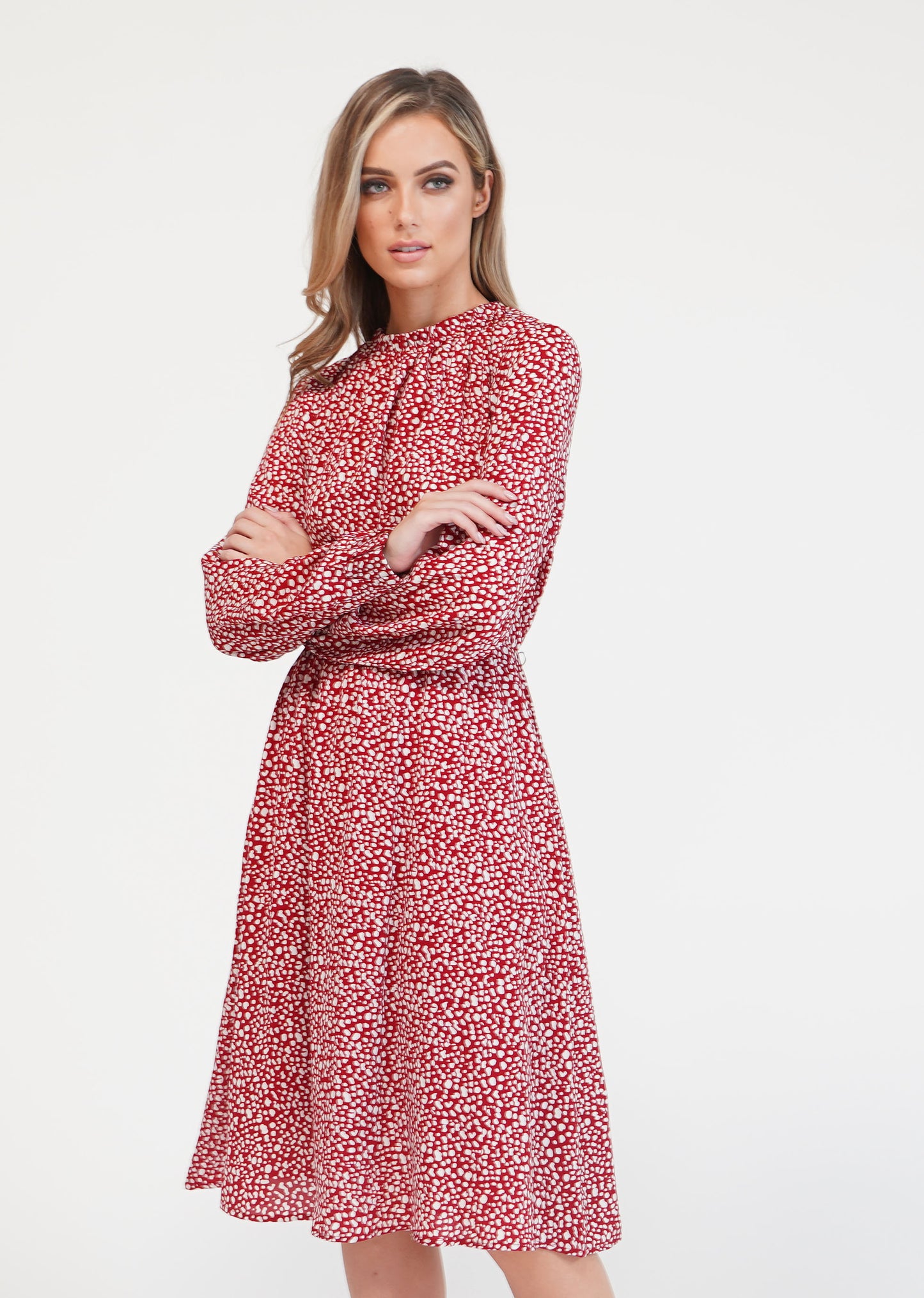 Pamela Scott Printed Gathered Waist Dress