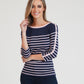 Twist Navy with Pink Stripe Long Sleeve Top