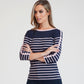 Twist Navy with Pink Stripe Long Sleeve Top