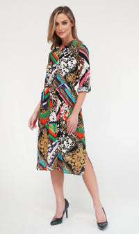 Zapara Chain Print Shirt Dress