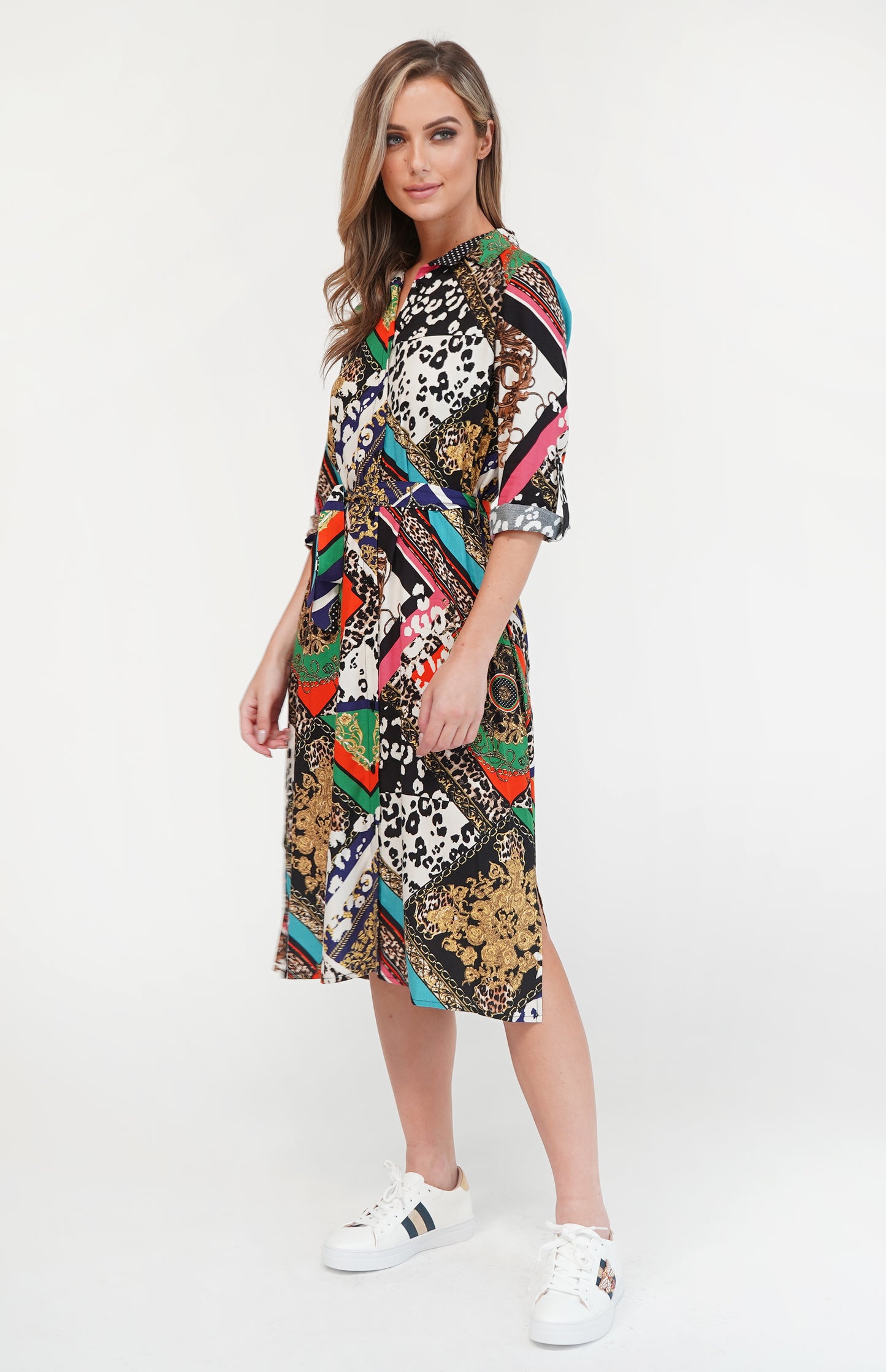 Zapara Chain Print Shirt Dress