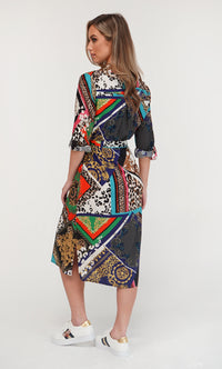 Zapara Chain Print Shirt Dress