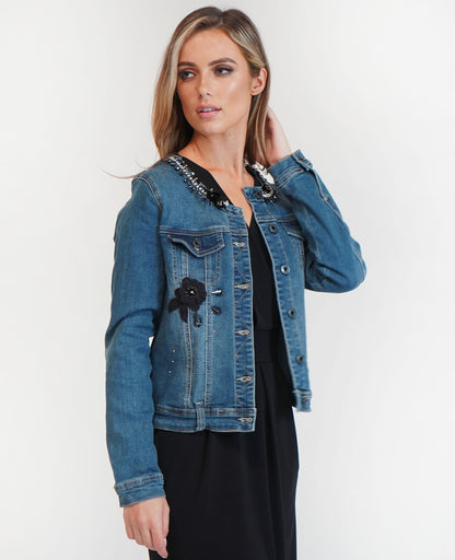 Jewel Trim Denim Jacket-1