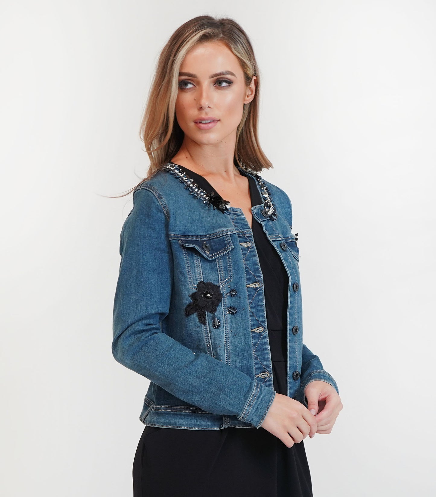 Jewel Trim Denim Jacket-1