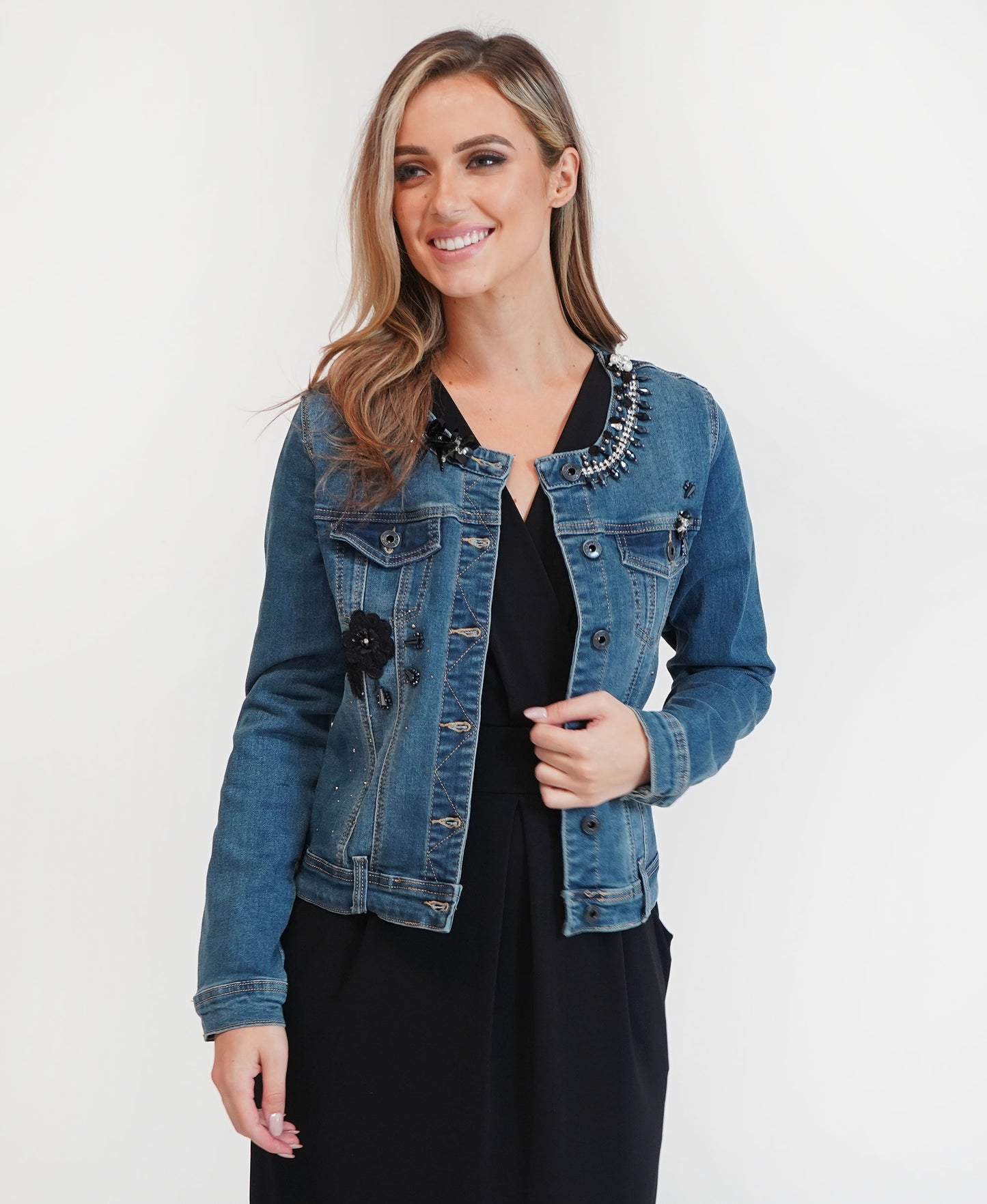 Jewel Trim Denim Jacket-1