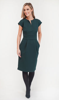 Green Textured Fitted Dress