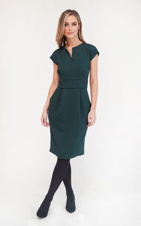 Green Textured Fitted Dress