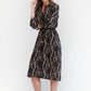 Black Chain Print Button Through Dress