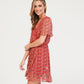 Red Printed Faux Wrap Dress