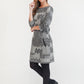 Printed Long Sleeve Knit Shift Dress