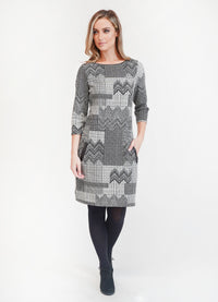 Printed Long Sleeve Knit Shift Dress