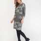 Printed Long Sleeve Knit Shift Dress