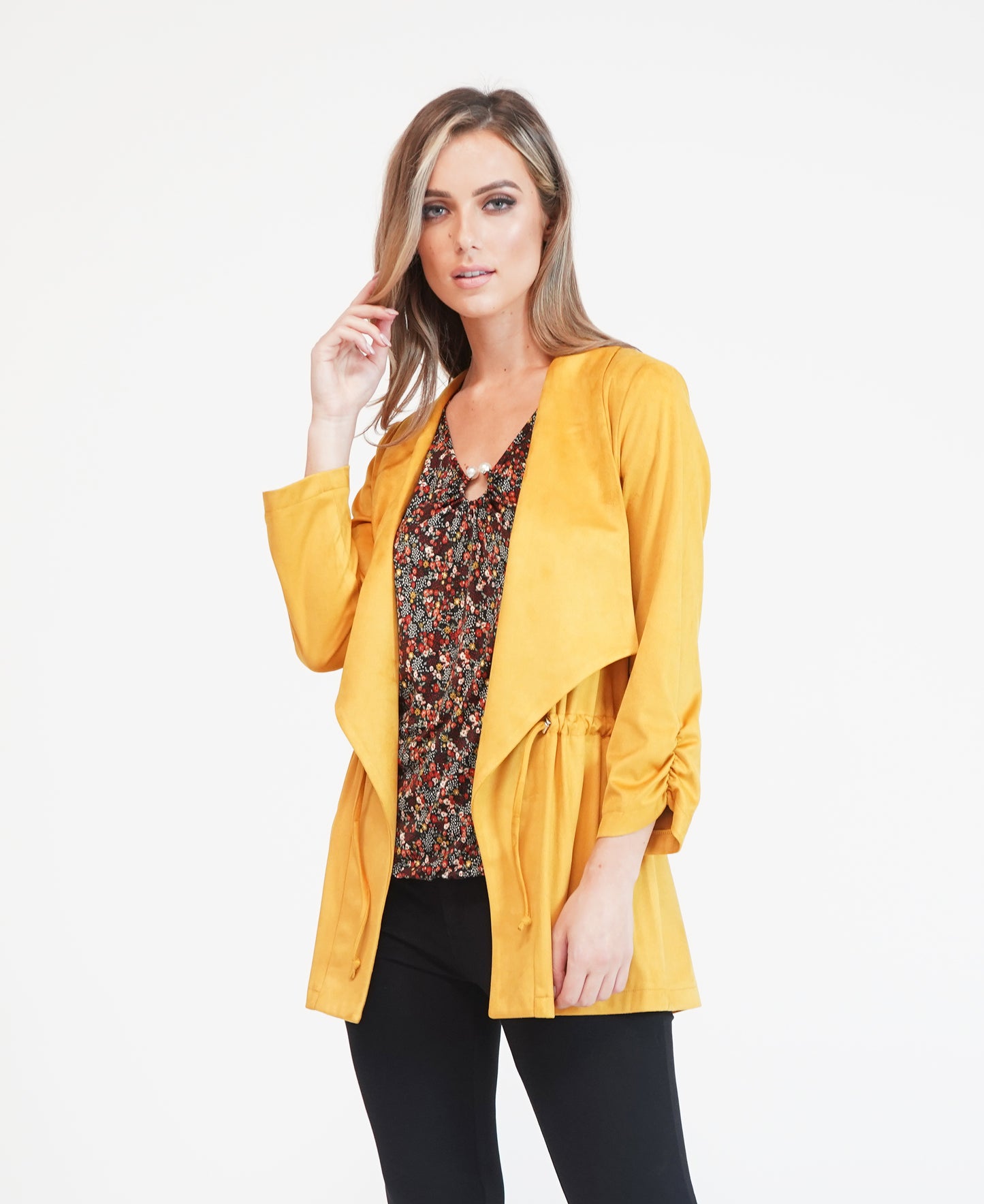 Ochre Suede Effect Drawstring Jacket