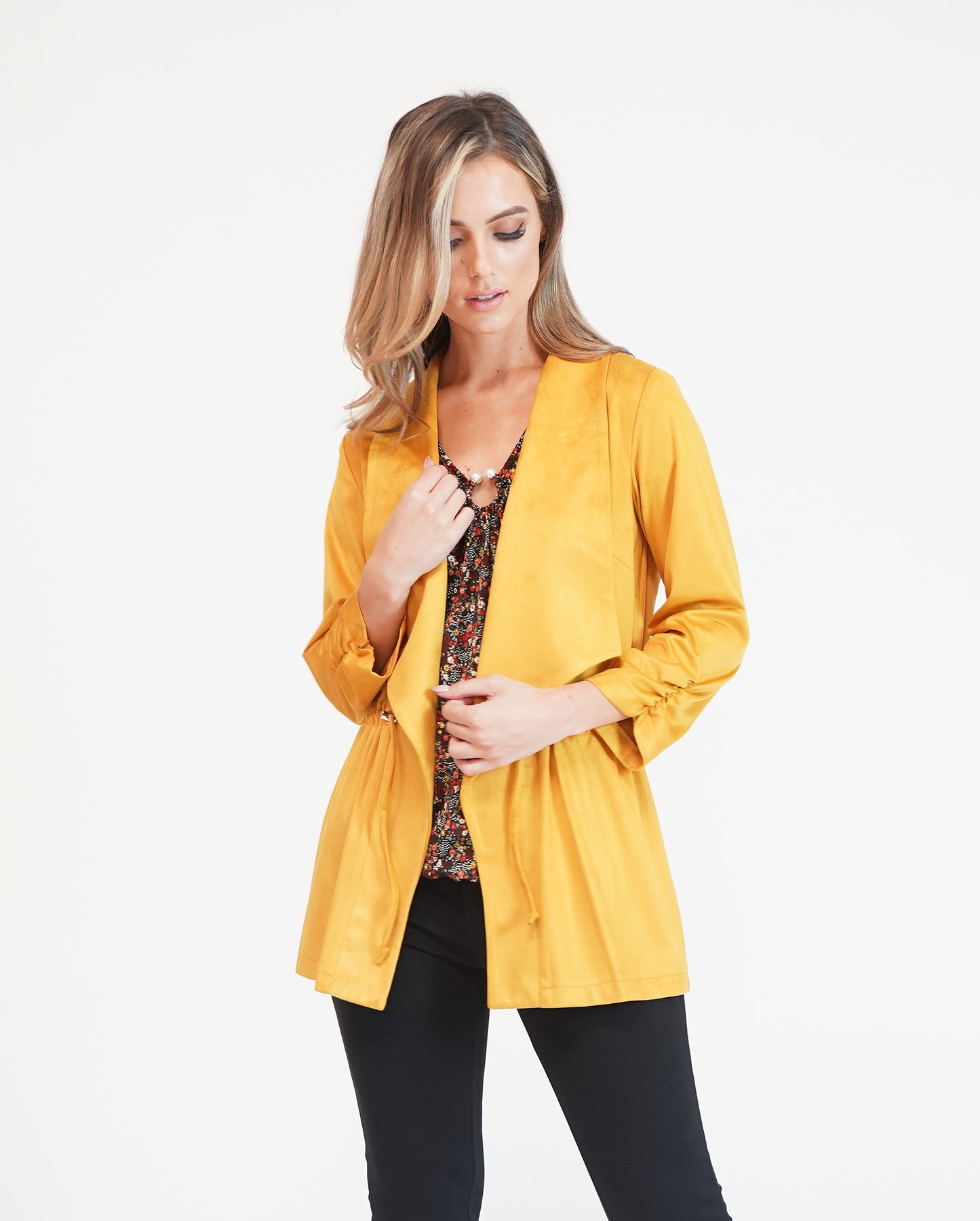 Ochre Suede Effect Drawstring Jacket