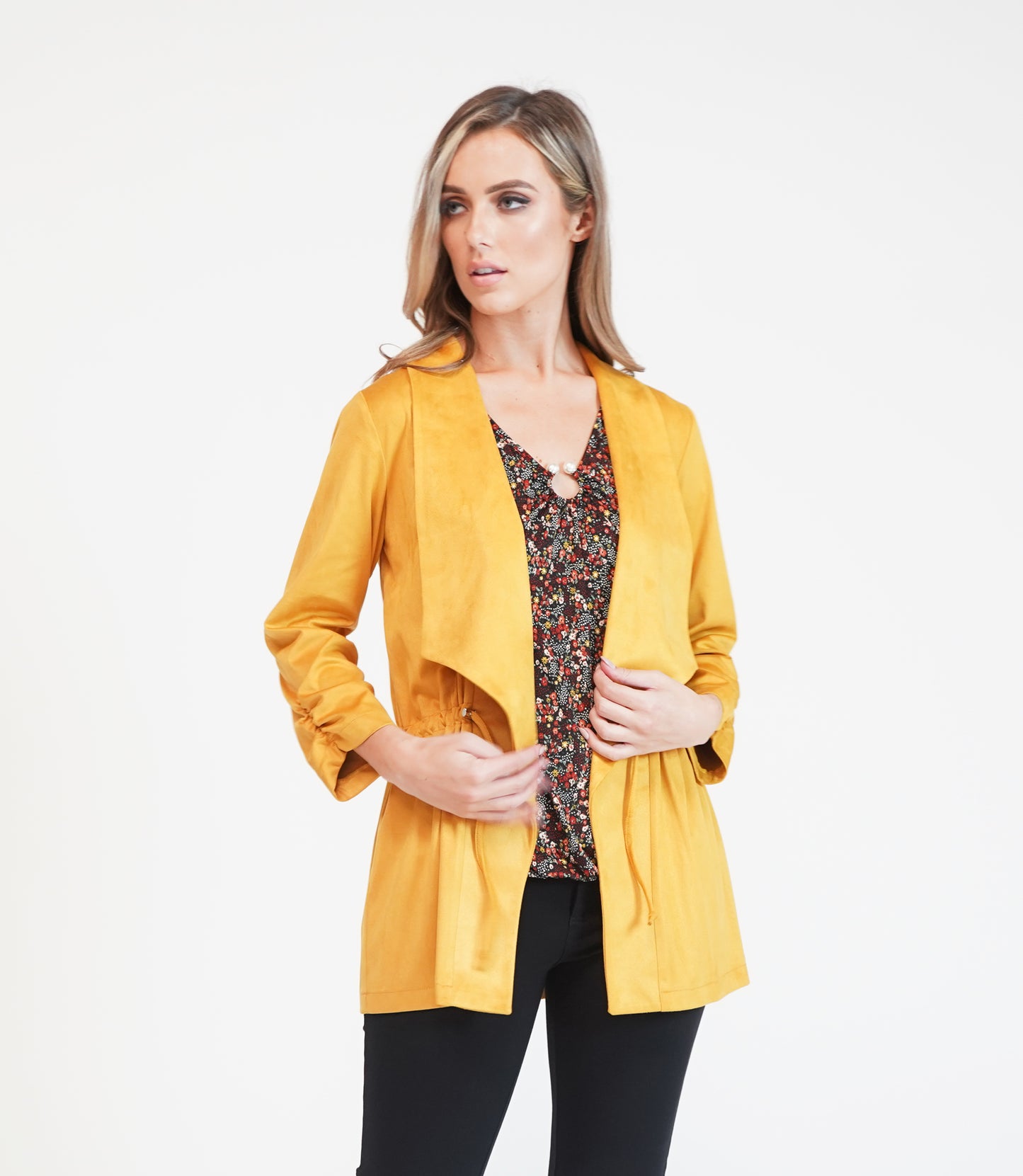 Ochre Suede Effect Drawstring Jacket