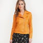 Ochre Suede Effect Biker Jacket