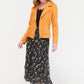 Ochre Suede Effect Biker Jacket