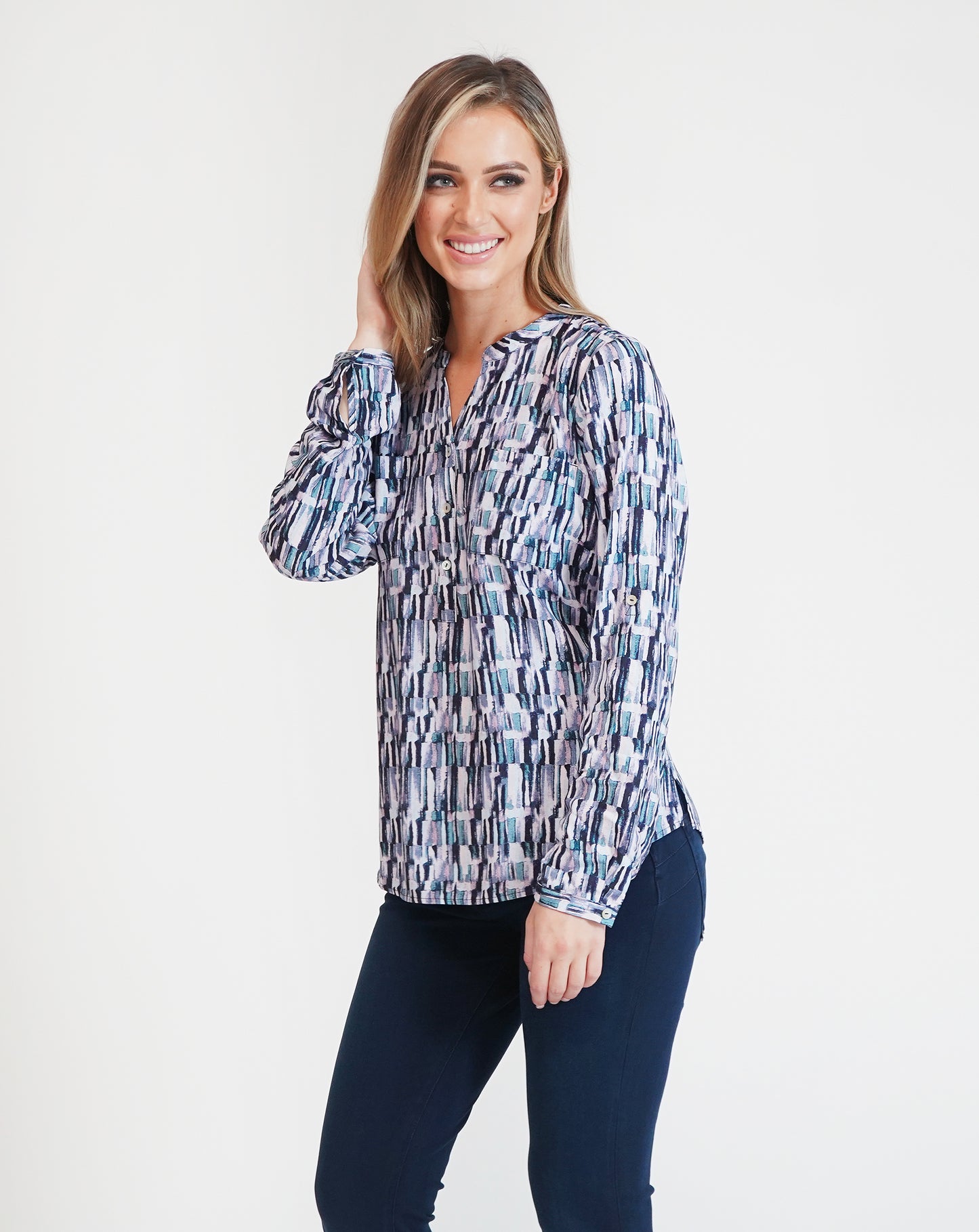 Blue Pattern Blouse-1