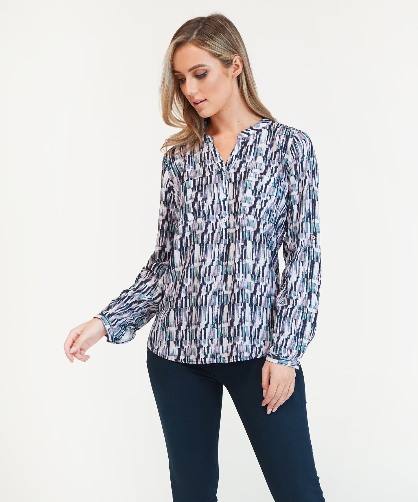 Blue Pattern Blouse-1